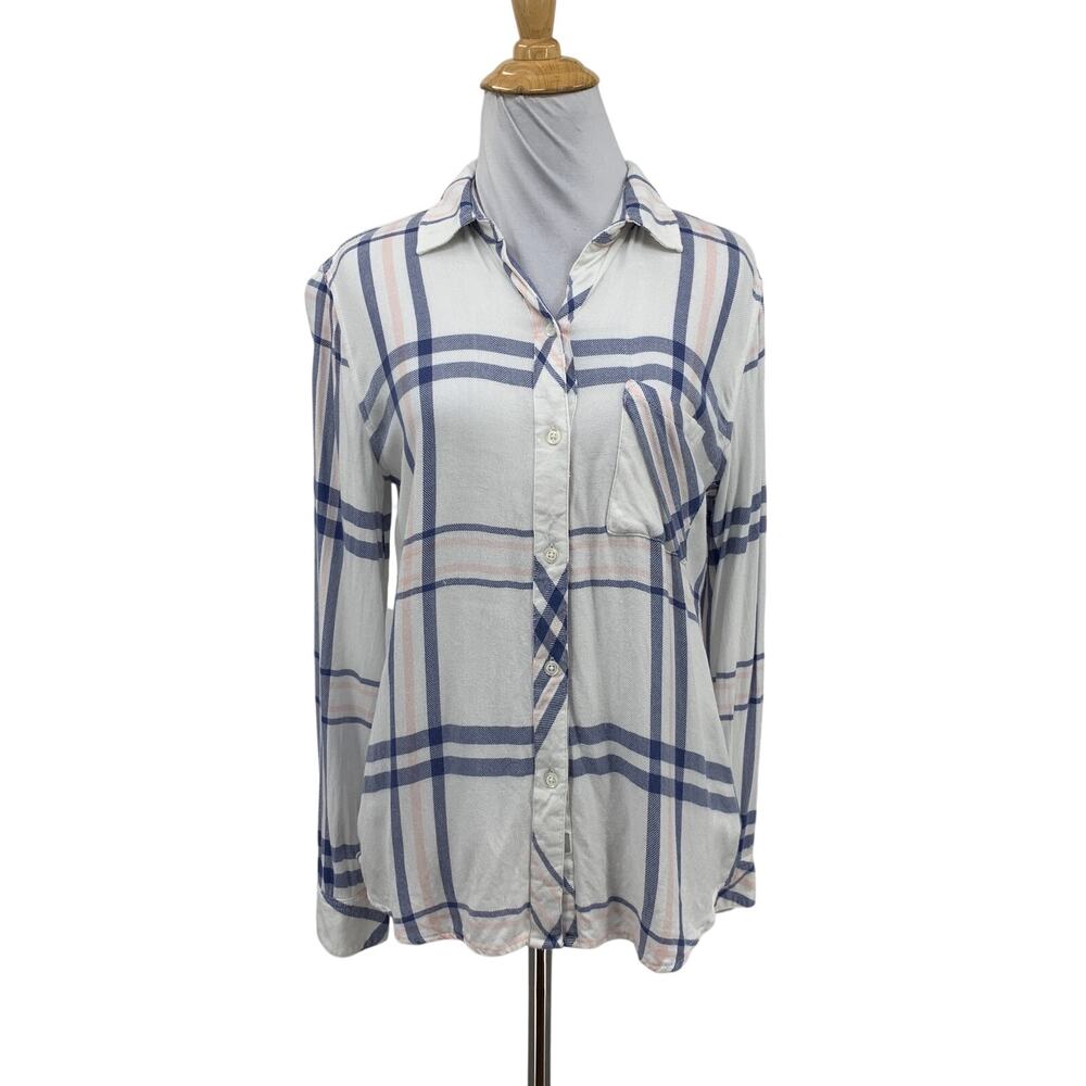 Rails Shirt Womens XS Multi Hunter Indigo Powder Plaid Button Up Long Sleeve